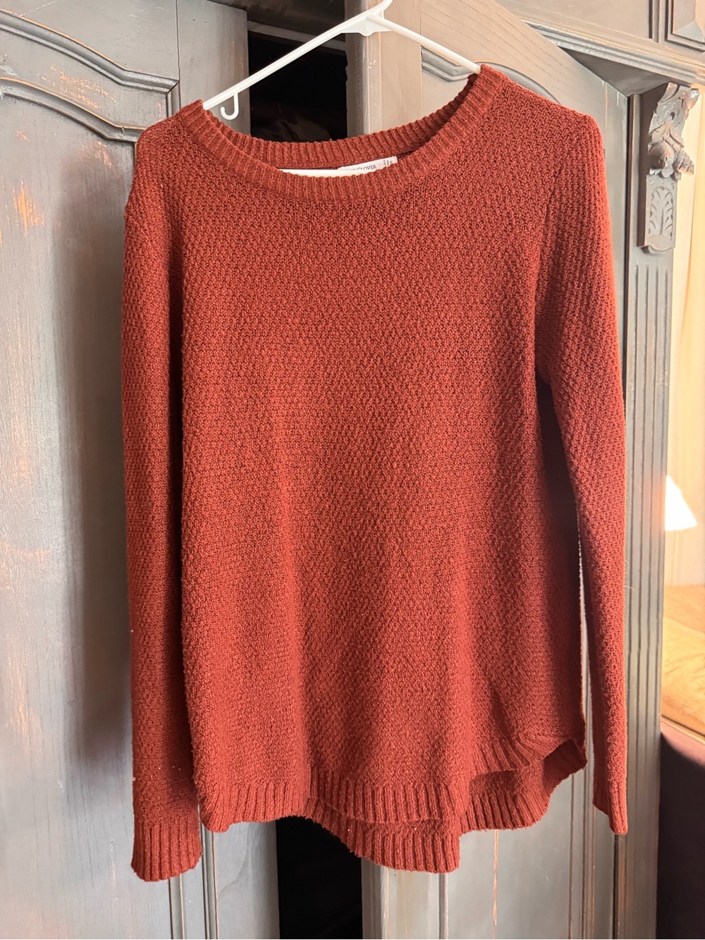 Pink Clover Rust Crewneck Textured Knit Sweater